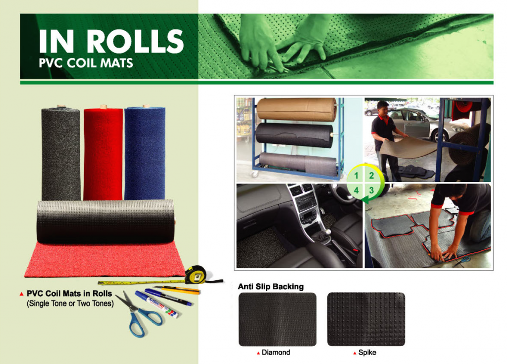 PVC COIL CAR MAT IN ROLLS